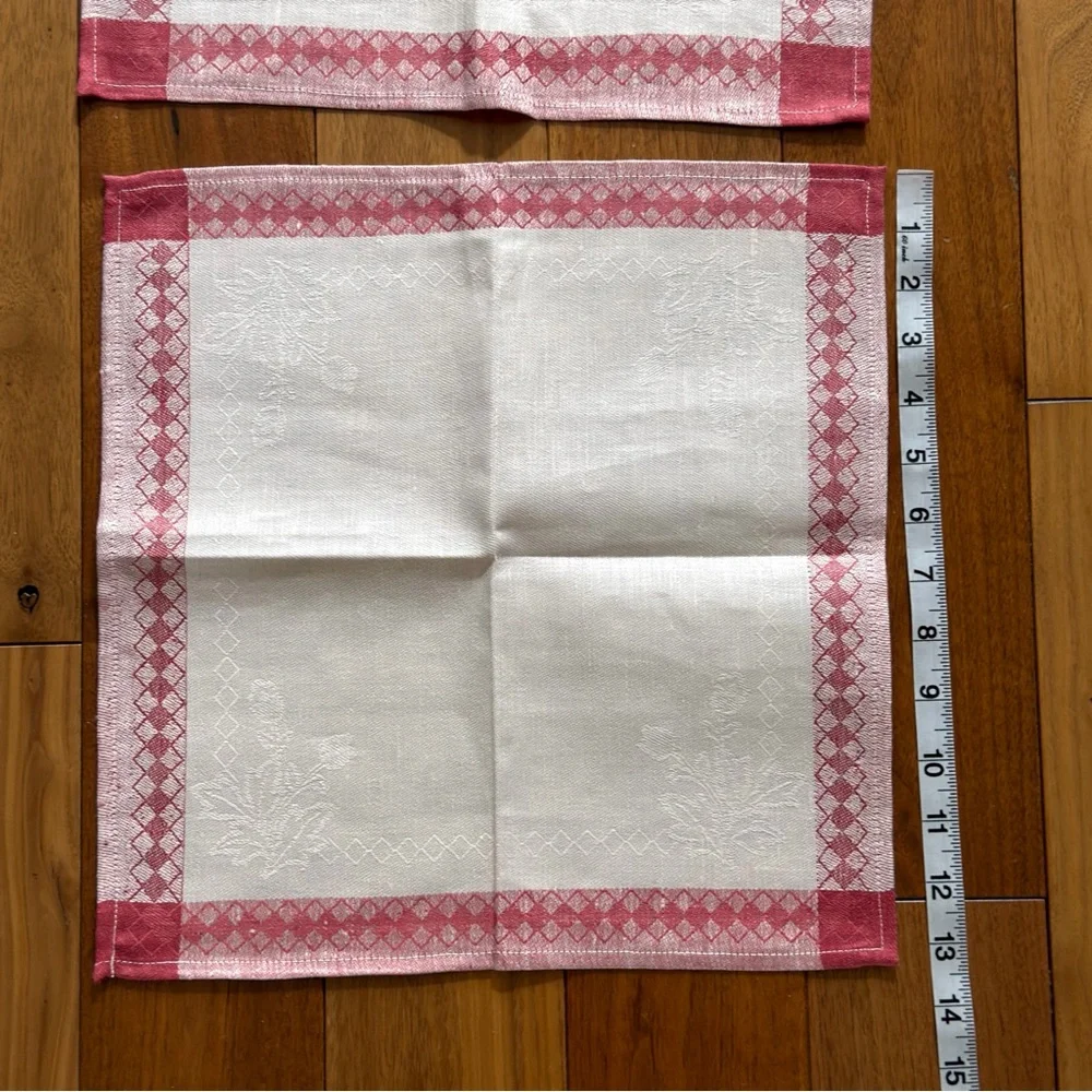 Vintage European Damask Linen Napkins – Set of 2 – 13x13